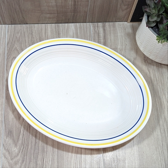 Fiestaware~White Multi Stripe Serving Platter - Picture 1 of 8